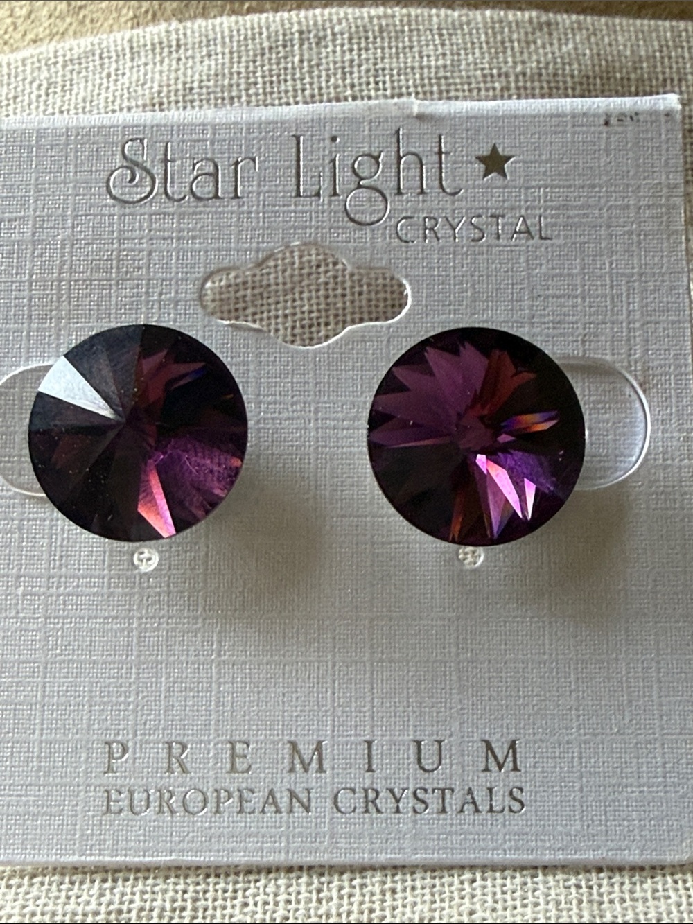Star Light Crystal Light Purple Round Stud Earrings!
